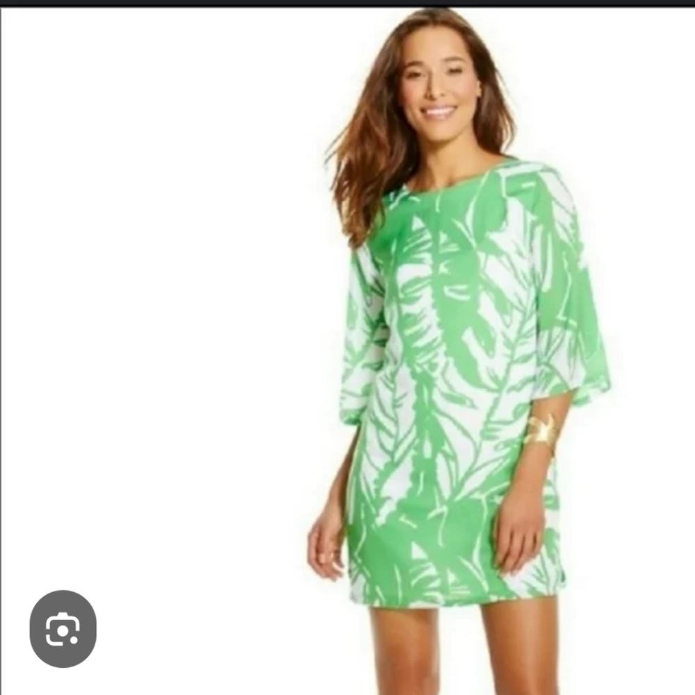 LILLY PULITZER for Target Boom Boom Shift Dress Tropical Leaves Green Sz Small